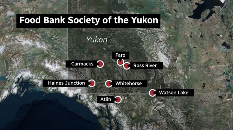 A map labelled 'Food Bank Society of the Yukon' shows several Yukon communities.