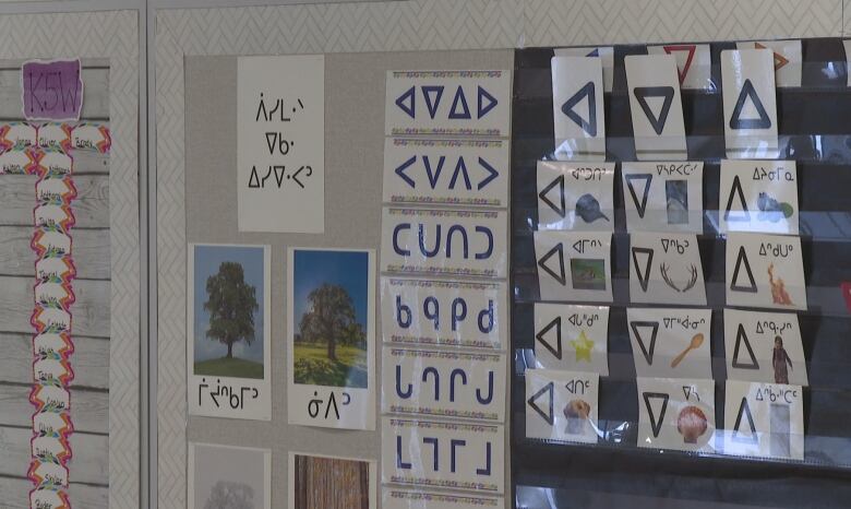 A close up shot of a school poster showing different syllabics.