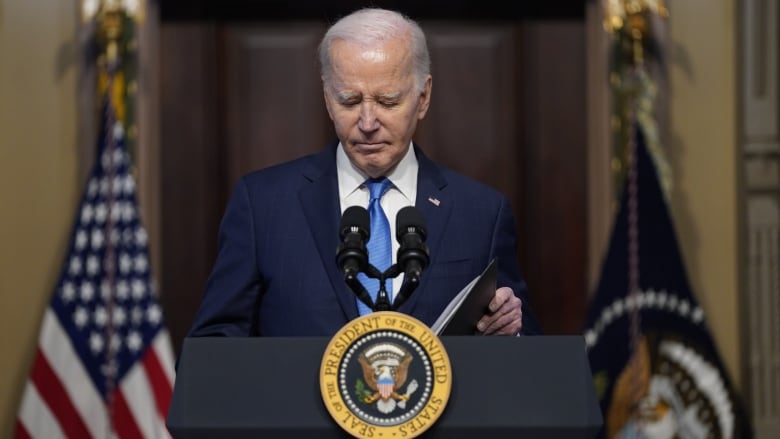 U.S. President Joe Biden speaks Wednesday during a meeting of the National Infrastructure Advisory Council in Washington, D.C.