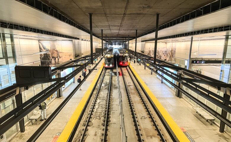 A photo of an underground train station.