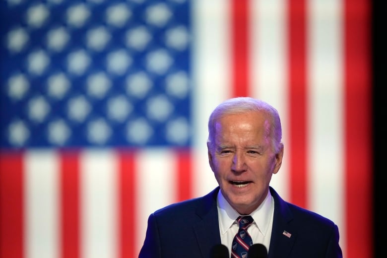 U.S. President Joe Biden is seen speaking in Blue Bell, Pa.