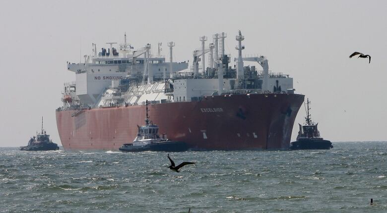 A ship on water. 