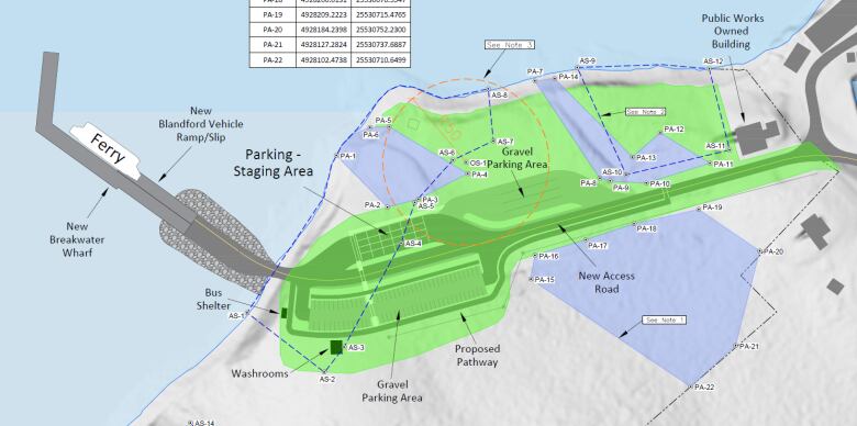 A map shows the plans for the new Tancook ferry.