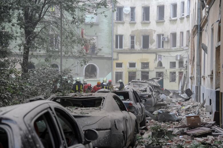 A bombed out building.