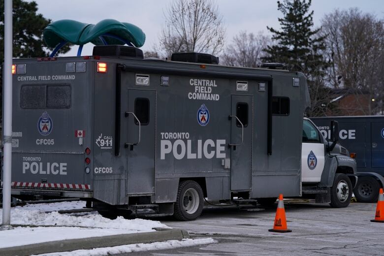 A police truck outdoors.