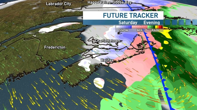 As temperatures drop the rain will mix back to a period of ice and snow for most of the province.