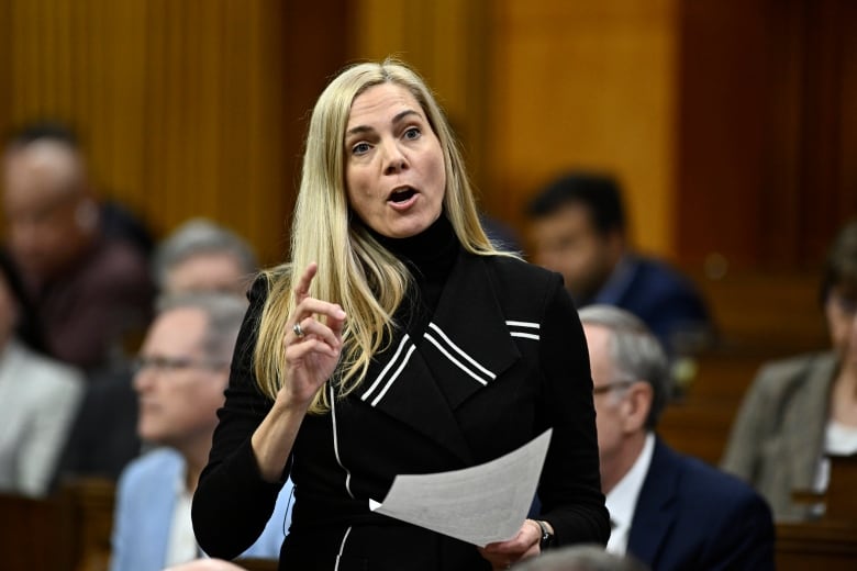 Minister of Canadian Heritage Pascale St-Onge rises during Question Period in the House of Commons on Parliament Hill in Ottawa on Thursday, Feb. 29, 2024.