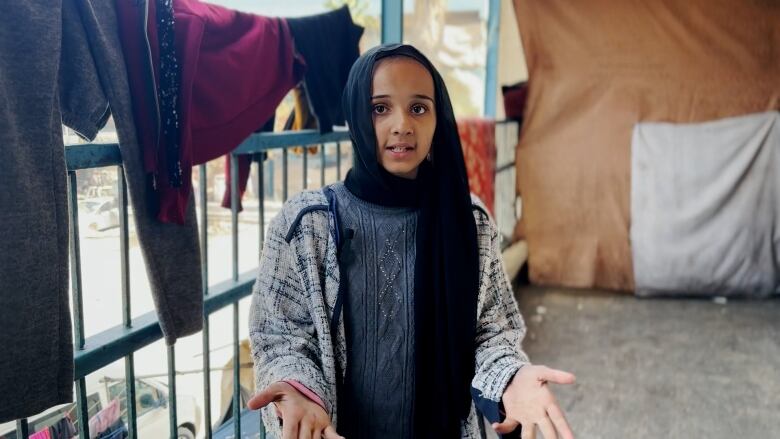 13 year old Ghazal Al-Hajj Hassan has taken shelter with her family near the Jabalia refugee camp,  where she says the search for food each day has become desperate.