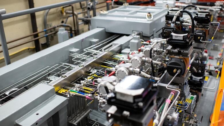 Machinery for production of medical isotopes, inside a nuclear power plant. 