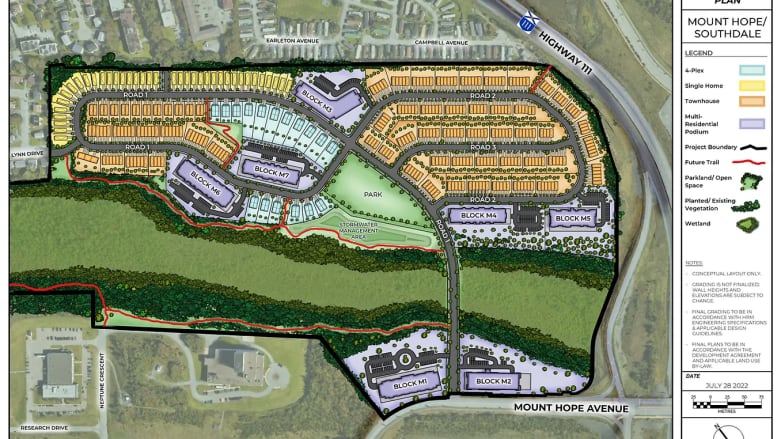 A proposed conceptual plan for the Mount Hope development.