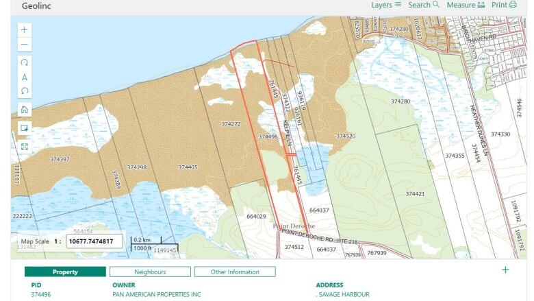 A map showing properties along P.E.I.'s north shore