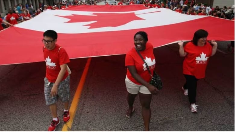 The Unity Flag, pictured during a Canada Day parade in Windsor in a 2015 file photo.