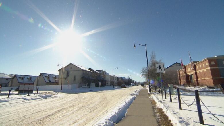 The sun shines down on the solar energy community of Drake Landing in Okotoks, Alta. 