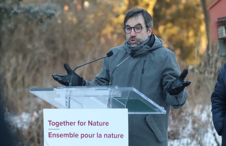 Minister of Environment and Climate Change Steven Guilbeault makes as a funding announcement