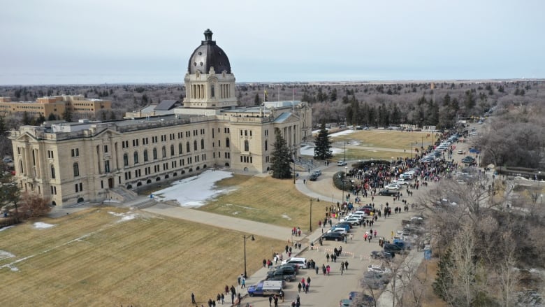 An exterior shot of the Legislative Building in Saskatchewan