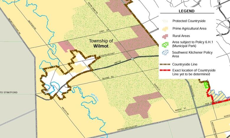 Map showing green dots where farmland is protected and yellow where it's not.