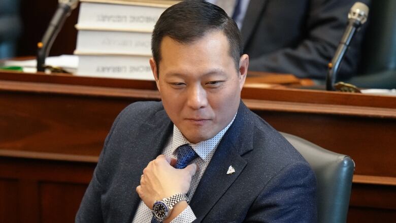 Ontario Minister of Long-Term Care Stan Cho attends Question Period at the Ontario Legislature in Toronto, Tuesday, Nov. 28, 2023.