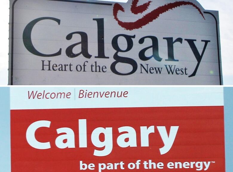 two Calgary welcome signs