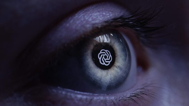 One eye takes up the entire frame and directly in the centre of their pupil, you see the reflection of the ChatGPT logo.