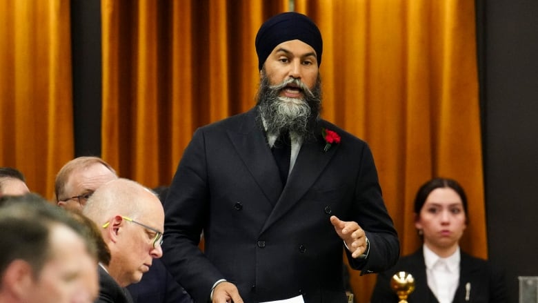 A man in a black suit speaks in the House of Commons.