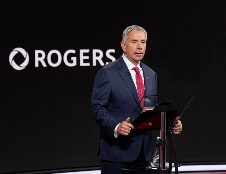 Tony Staffieri, President and CEO of Rogers Communications, speaking at the companys annual meeting with shareholders