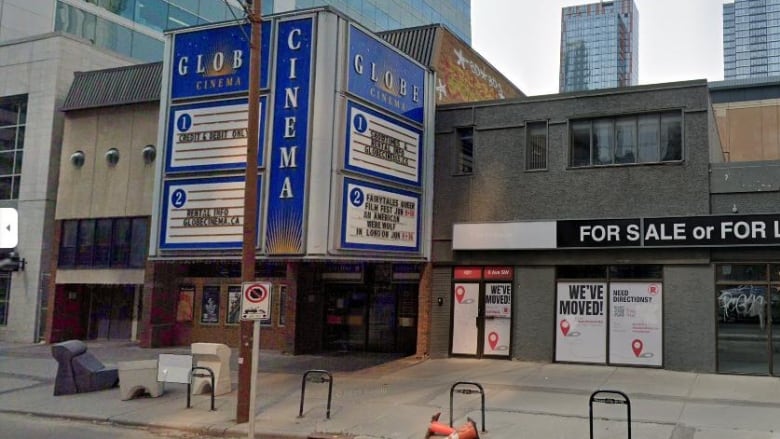 Calgary's Globe Cinema is up for sale, and is located at 6th Street and 8th Avenue southwest. Its neighbouring property Riley's Reproduction & Printing is also up for sale. 