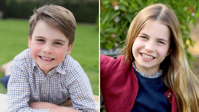 A composite of closeup photos of a child lying on the ground and another leaning against flowers.