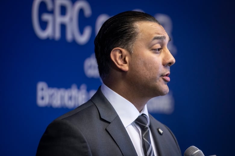 IHIT Superintendent Mandeep Mooker speaks during a press conference announcing the arrest of 3 individuals related to the death of Hardeep Singh Nijjar at RCMP 'E' division headquarters in Surrey, B.C., on Friday May 3, 2024.