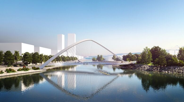 Elevation view of the Keating Channel Pedestrian Bridge Rendering.