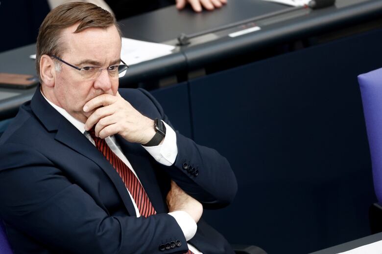 German Minister of Defense Boris Pistoris sits on the government bench during the German Bundestag debate on the German Armed Forces mission in Mali (Minusma) in Berlin, Germany on Friday May 26, 2023.