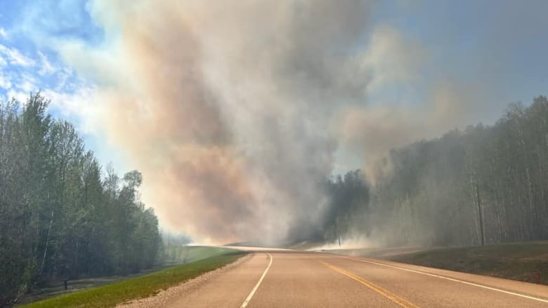 Smoke on a highway.