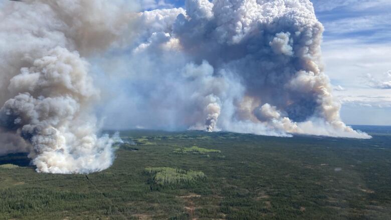 A view of the Parker Lake wildfire near Fort Nelson, B.C. is shown on Monday, May 13, 2024 in a B.C. Wildfire Service handout photo.