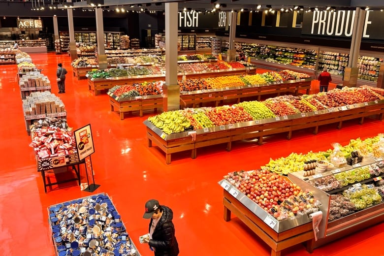 The near empty produce section of a Toronto Loblaws is seen on Friday, May 3, 2024. May marks a month-long boycott of the grocery retailer, as a group of shoppers called 