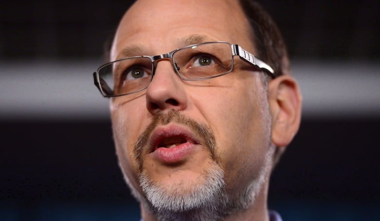 A man with a salt-and-pepper french beard and glasses speaks.