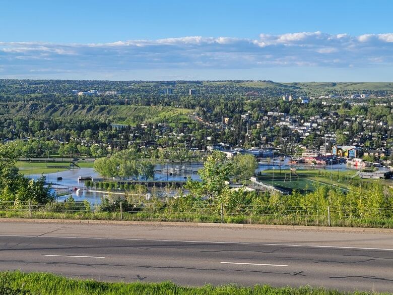 A flooded park is pictured.