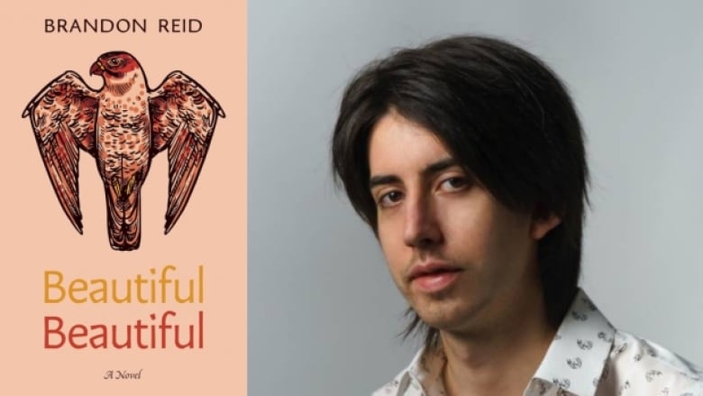 Beautiful Beautiful by Brandon Reid. Illustrated book cover shows an eagle with its wings open. Composite with a portrait of the the author.