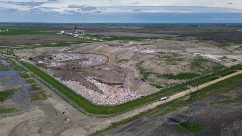 An aerial view of a landfill.