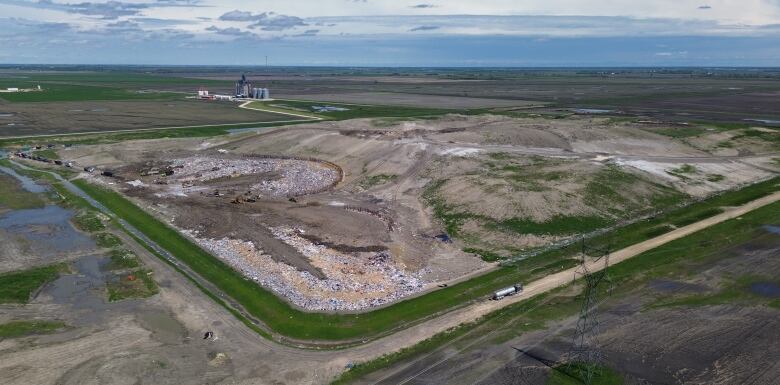 An aerial view of a landfill.