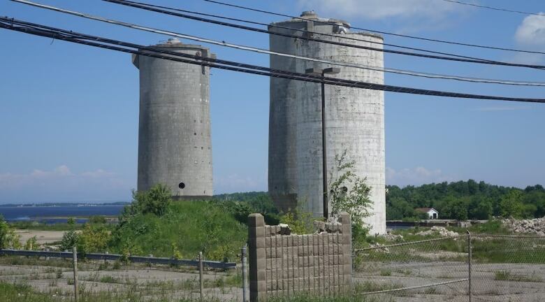 Concrete silos on a property in Bathurst, N.B.