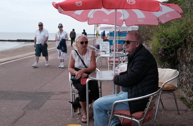 Pamela and Kevin Denny on the promenade in Clacton-on-Sea.  The couple says they used to back either the UK Labour party or the Conservatives but this election intend to support Reform UK.