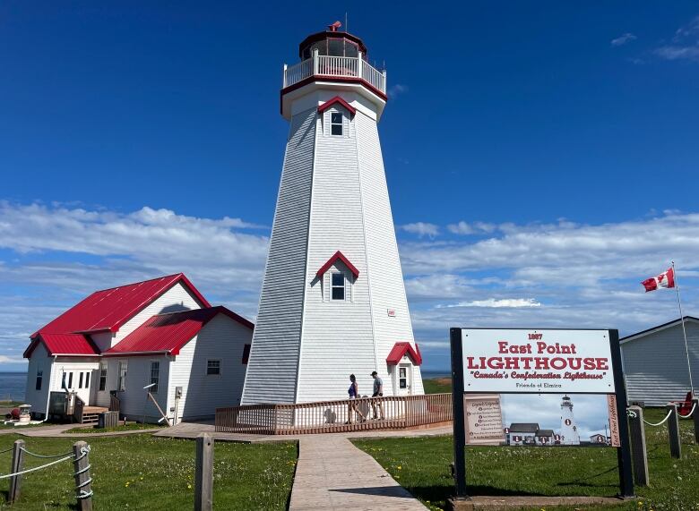 A red and white lighthouse 