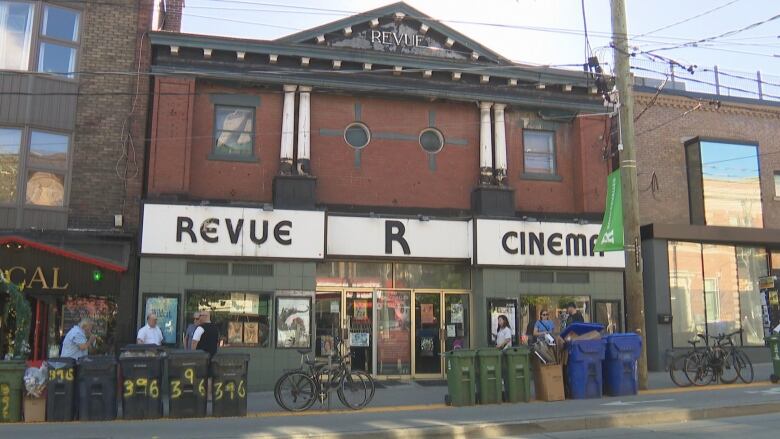 An exterior shot of the front facade of the Revue Cinema on Roncesvalle Avenue in Toronto on June 27, 2024.