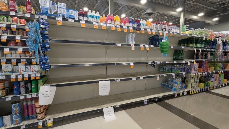 Empty grocery store shelves