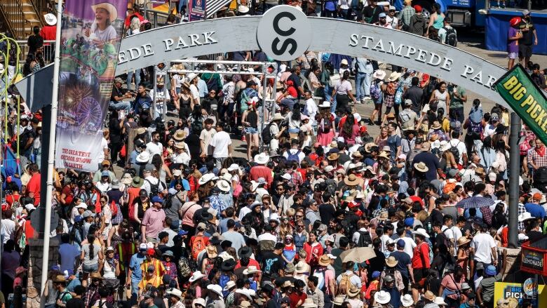 Visitors flocked to the Calgary Stampede on Sunday, with the city of Calgary under a heat warning from Environment Canada. 