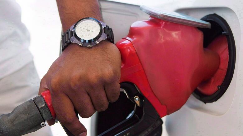  A person pumps fuel in Toronto after gasoline prices rose overnight on Wednesday, September 12, 2012. THE CANADIAN PRESS/Michelle Siu