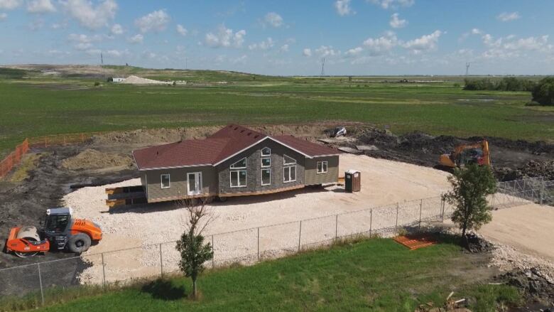 An overhead shot of a building. 