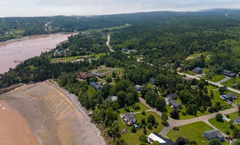 Aerial shot of neighbourhood.