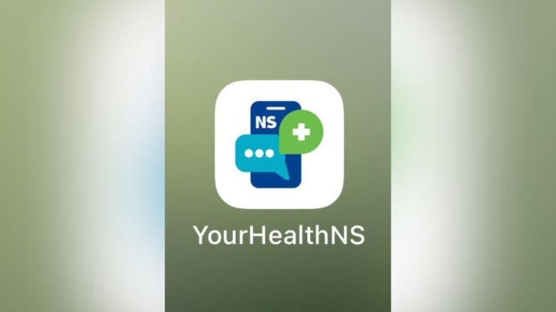 An app with a blue and green symbol against a blurred background.