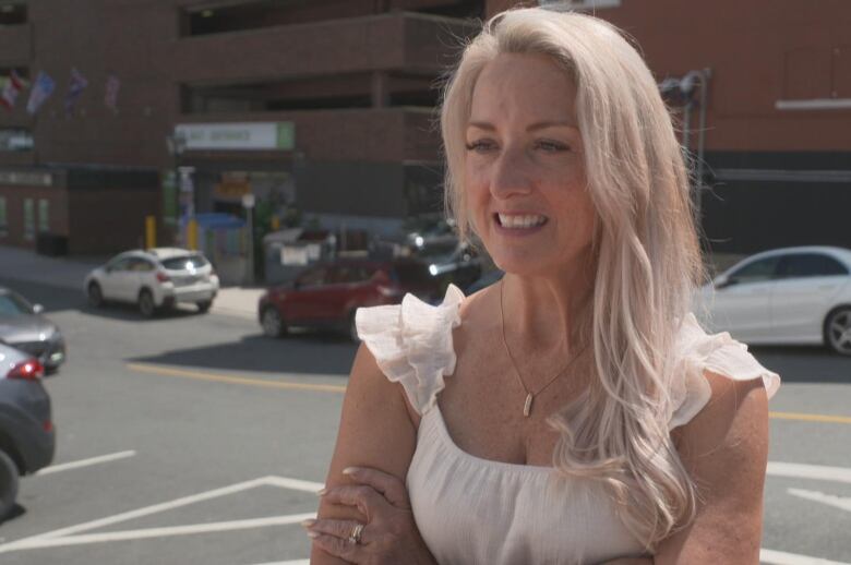 Woman standing in downtown St. John's