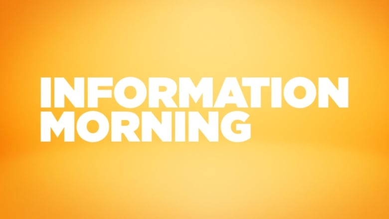 A graphic with the words Information Morning on yellow background